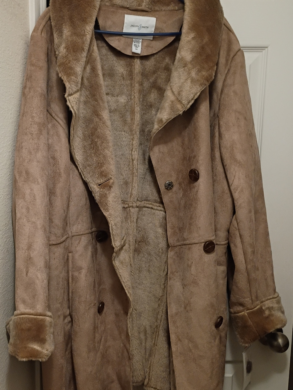 Jaclyn Smith Tan Faux Fur-Shearling Winter Coat Women's Plus Size 3X